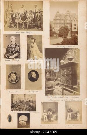 Salle avec placards, chaises, globes et vases pendant l'exposition historique d'Amsterdam (1876) dans la vieille maison de l'impératrice. Fait partie de l'album photo de Robert Daniel Crommelin (1841-1907). Banque D'Images