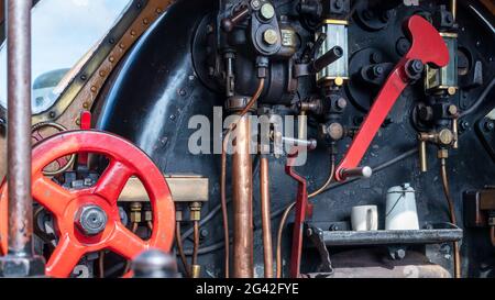 L33/UK - 30 août : Close-up cabine de locomotive à vapeur dans la région de East Grinstead, Sussex de l'Ouest le 30 août 2019 Banque D'Images