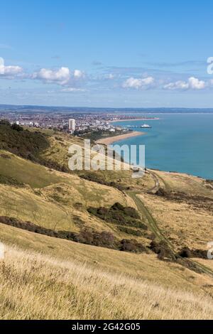 Vue lointaine d'Eastbourne dans l'est du Sussex du Sud Bas Banque D'Images