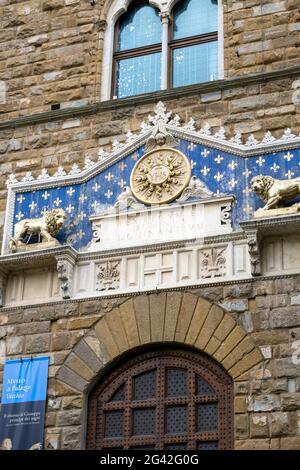 FLORENCE, Toscane/Italie - le 19 octobre : vue sur l'entrée de Palais Vecchio à Florence, le 19 octobre 2019 Banque D'Images
