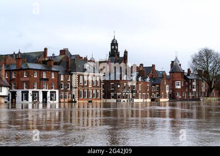 York, YORKSHIRE DU NORD/Royaume-Uni - 18 FÉVRIER : Inondations dans le Yorkshire du Nord York le 18 février 2020 Banque D'Images