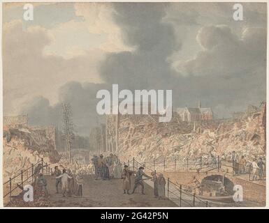 Face sur les ruines du Rapobourg en ligne après l'explosion du bateau de poudre le 12 janvier 1807. Vue sur les ruines du Rapobourg à conduire après l'explosion du bateau de poudre le 12 janvier 1807. Voir aussi la poignée de commande. Banque D'Images