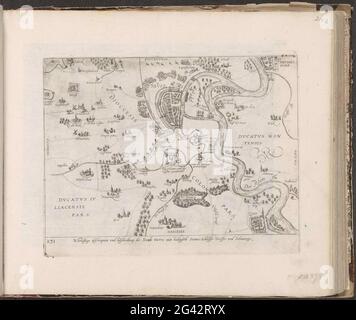 Carte de Neuss et environs, 1585; série 9: Événements néerlandais et allemands, 1583-1587. Carte de Neuss et environs, 1585. Épisode de la guerre de Keulse. Avec légende d'une règle en allemand. À gauche ci-dessous numéroté: 231. L'impression fait partie d'un album. Banque D'Images