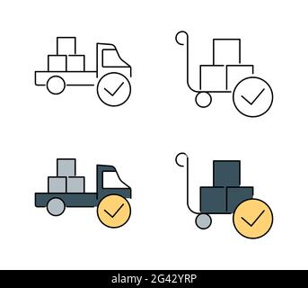 Contour complet du chargement et icône de contour plein isolée sur blanc arrière-plan Banque D'Images