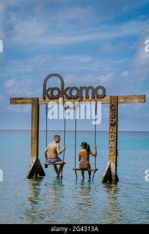 Curaçao Caribbean Island, Kokomo Beach offre une vue sur l'île des Caraïbes de Curaçao Banque D'Images