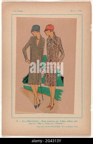 Paris, 1926, n° 2, PL. 17: - A la découverte. Deux mantels en forme de gilet. Substances de la Société Picardie, Paris. Imprimé du magazine de mode Très parisien ... La mode, le chic, l'légance (1920-1936) Banque D'Images