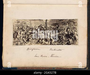 Production photo d'un imprimé sur une peinture de Jacopo Tintoretto; Crucifixion Tintoretto: San Rocco - Venise. Fait partie de l'album familial anglais avec des photos de personnes, de voyages, de cricket et d'œuvres d'art. Banque D'Images