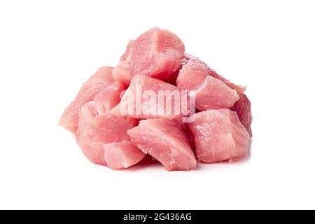 Tas de viande de porc hachée sur blanc Banque D'Images