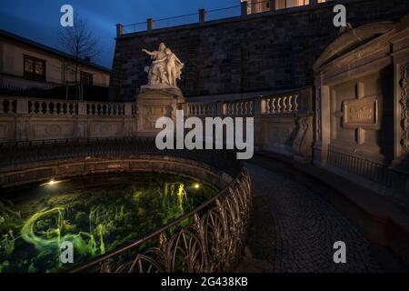 La source du Danube au château de Donaueschingen, Schwarzwald-Baar-Kreis, Bade-Wurtemberg, Danube, Allemagne Banque D'Images