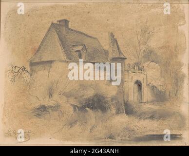 Maison avec un clocher à Gallifort près d'Anvers. Feuille 41 Recto à partir d'un carnet d'esquisses avec 43 feuilles. Banque D'Images