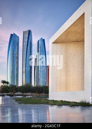 Mémorial du fondateur de Sheikh Zayed, Etihad Towers, Abu Dhabi, Émirats arabes Unis Banque D'Images