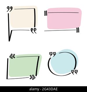 Gribouillages dessinés à la main d'un ensemble de formes différentes avec des guillemets. Illustration de Vecteur
