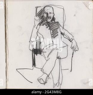Homme dans un fauteuil. Feuille 10 Recto du carnet d'esquisses IX avec 28 feuilles. Banque D'Images