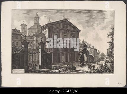 Sint-Sebiagan Buiten de Muren te Rome; vue sur la basilique de S. Sebastiano à l'extérieur des murs de Rome, sur la via Appia; Gezichten op Rome; vues sur Rome conçues et gravées par Giambattista Piranesi Architect VE (nez) iano. Gezicht Op de façade Van de Sint-Sebiagan Buiten de Muren aan de via Appia Antica Buiten Rome. Banque D'Images