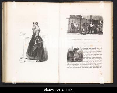 De Noord-Hollandse Boerin, 1840-1841. Les agriculteurs de la Hollande du Nord. Jeune femme debout en costume traditionnel du nord-néerlandais debout à une clôture. Numéroté : 41. Illustration dans le livre 'de Nederlanden: Croquis de personnages, forces de vêtements, attitude et prévention de différentes positions', un livre avec croquis de personnages, professions et forces de marketing du peuple néerlandais à partir de 1841. Banque D'Images