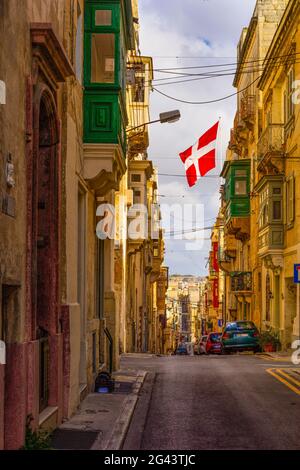 Dans les rues de la Valette, Malte, Europe Banque D'Images