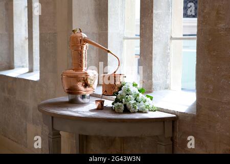 Vieux cuivre encore utilisé pour les soins de spa. Bath, Royaume-Uni Banque D'Images