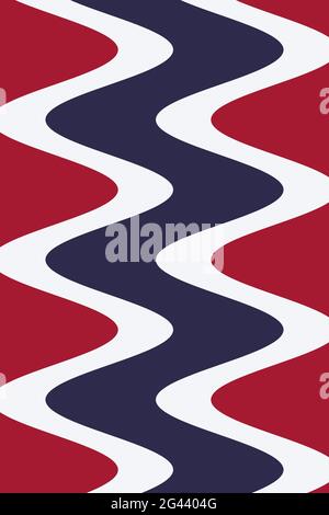 Arrière-plan rouge, blanc et bleu avec des lignes ondulées Banque D'Images