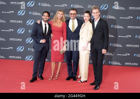 Monte Carlo, Monaco . 18 juin 2021. Samy Gharbi, Ingrid Chauvin, Alexandre Brasseur, Camille Genau et Hector Langevin assistent à la cérémonie d'ouverture du 60ème Festival de télévision de Monte Carlo le 18 juin 2021 à Monte-Carlo, Monaco. Photo de David Niviere/ABACAPRESS.COM crédit: Abaca Press/Alay Live News Banque D'Images