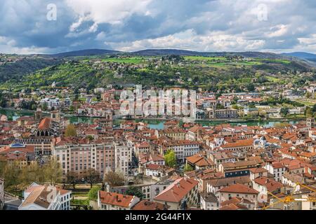 Une vue aérienne de Vienne, France Banque D'Images