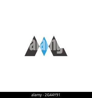 lettre ml simple bleu losange forme géométrique logo vecteur Illustration de Vecteur