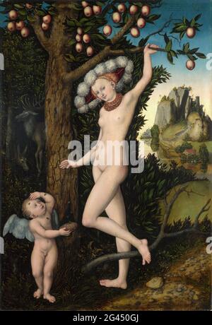 Lucas Cranach l'aîné - Cupid se plaignant de Vénus Banque D'Images