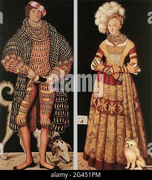 Lucas Cranach l'aîné - Portraits Henry Pious Duke Saxe sa femme Katharin Von Mecklenburg 1514 Banque D'Images