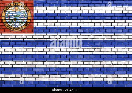 Drapeau de Santa Ana, El Salvador peint sur un mur de briques Banque D'Images