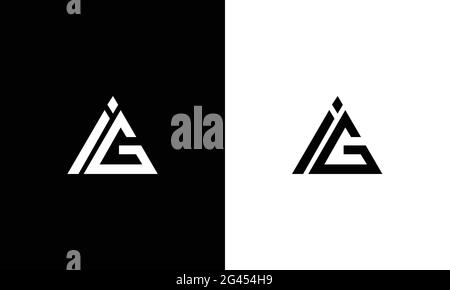 Lettres de l'alphabet monogramme logo design GI, IG, I et G. Illustration de Vecteur