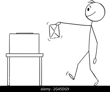 Personne tenant une enveloppe, un vote ou une élection, Illustration de la figure du bâton de dessin vectoriel Illustration de Vecteur