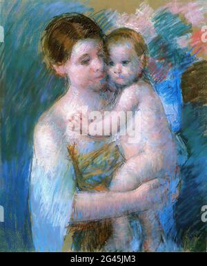 Mary Cassatt (1843-1826) - mère tenant bébé 1914 Banque D'Images