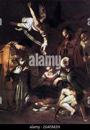 Michel-Ange Merisi Da Caravaggio - Nativité avec les saints François et Lawrence Banque D'Images