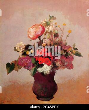 Odilon Redon - vase brun à fleurs C 1904 Banque D'Images