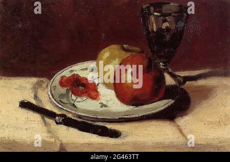 Paul Cézanne - Still Life pommes Glass 1873 Banque D'Images