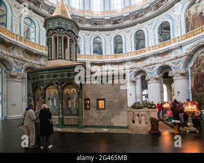 Istra, région de Moscou, Russie - 6 mai 2021 : chapelle du Saint-Sépulcre dans la rotonde de la cathédrale de Résurrection du monastère de la Nouvelle Jérusalem. Le Banque D'Images