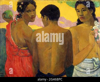 Paul Gauguin - trois Tahitiens Banque D'Images