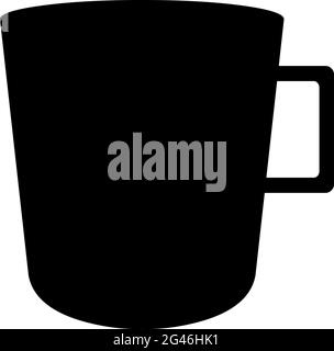 Illustration vectorielle de la silhouette noire d'une tasse de thé ou de café Illustration de Vecteur