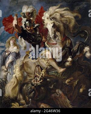 Peter Paul Rubens - Saint George combat le Dragon Banque D'Images