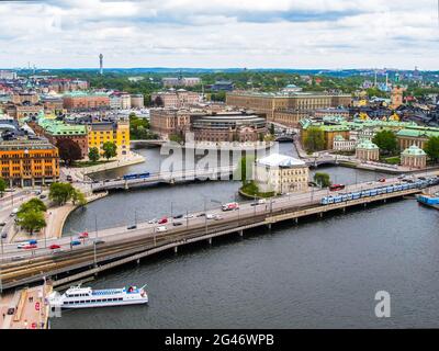 Suède Stockholm. Merveilleux panorama de l'antenne de pont d'observation à la tour de ville de Gamla Stan (vieille ville) Banque D'Images