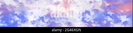 Ciel panoramique aux couleurs vives avec nuage par temps ensoleillé. Magnifique nuage de cirrus. Photo panoramique haute résolution Banque D'Images