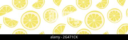Motif brillant et frais sans couture avec tranches de citron. Magnifique arrière-plan tendance avec des fruits d'été juteux. Imprimé agrumes pour tee-shirts, papier peint, emballage p Illustration de Vecteur