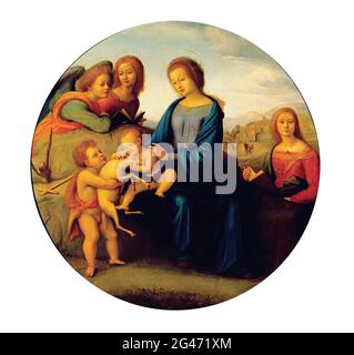 Piero DI Cosimo - enfant Madonn avec Saints Anges 1520 Banque D'Images