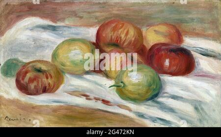 Pierre-Auguste Renoir - pommes et citrons sur un tissu Banque D'Images