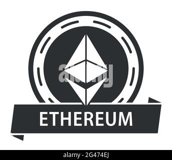 Ethereum casino puce pièce avec ruban symbole logo crypto monnaie vecteur icône d'illustration Illustration de Vecteur