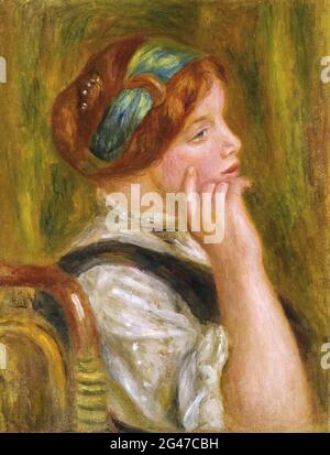 Pierre-Auguste Renoir - Portrait de Femme au bandeau Vert Banque D'Images