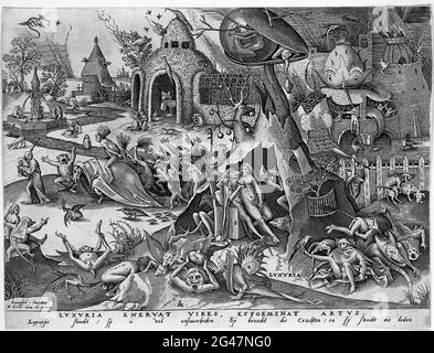 Pieter Bruegel l'ancien - Lust Luxuria de la série les sept péchés mortels ou les vices Banque D'Images