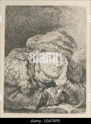 Rembrandt Harmenszoon Van Rijn - une vieille femme qui dort 1635 Banque D'Images