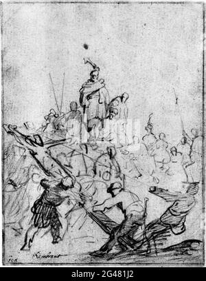 Rembrandt Harmenszoon Van Rijn - Croix levant 1629 Banque D'Images