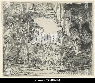 Rembrandt van Rijn - adoration des bergers, avec lampe Banque D'Images