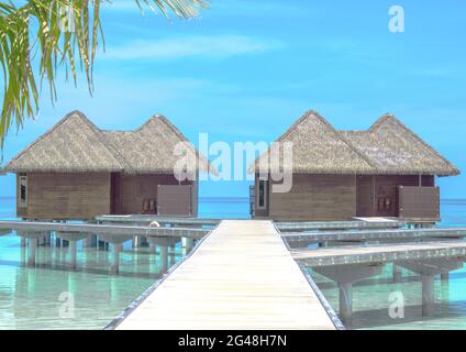 Villa sur l'océan; piscine privée sur la plage; Resort de luxe sur l'île aux Maldives; Resort sur l'île; Resort Kandolhu maldives; Resort sur la plage Banque D'Images